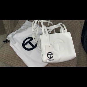 White mini Telfar bag